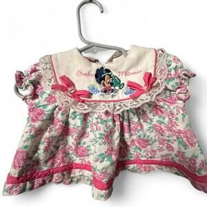 Vintage 90s disney baby minnie gardening watering can dress blouse 3-6 months